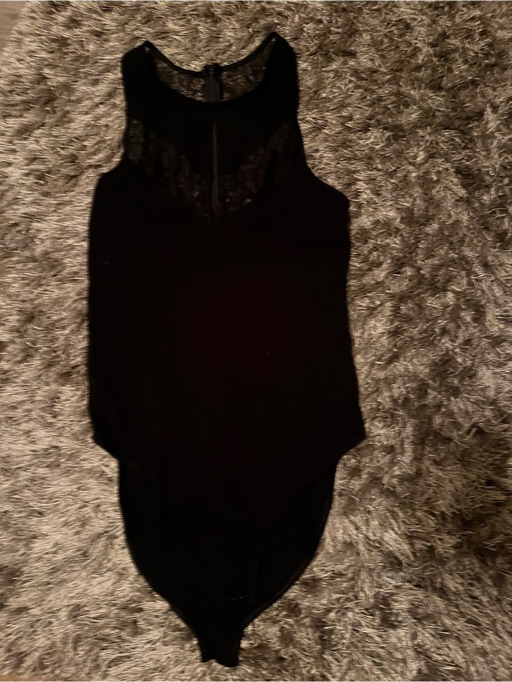 Black Lace Yoke Sleeveless Bodysuit - Women Tops